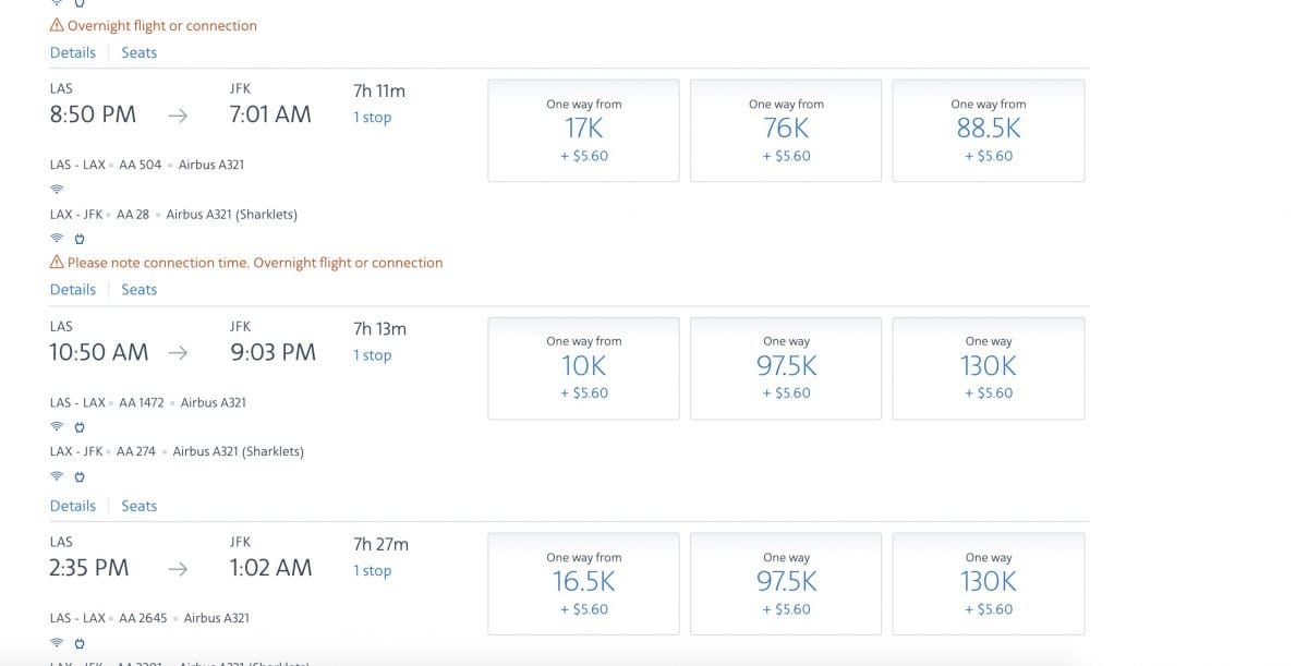 a screenshot of a flight schedule