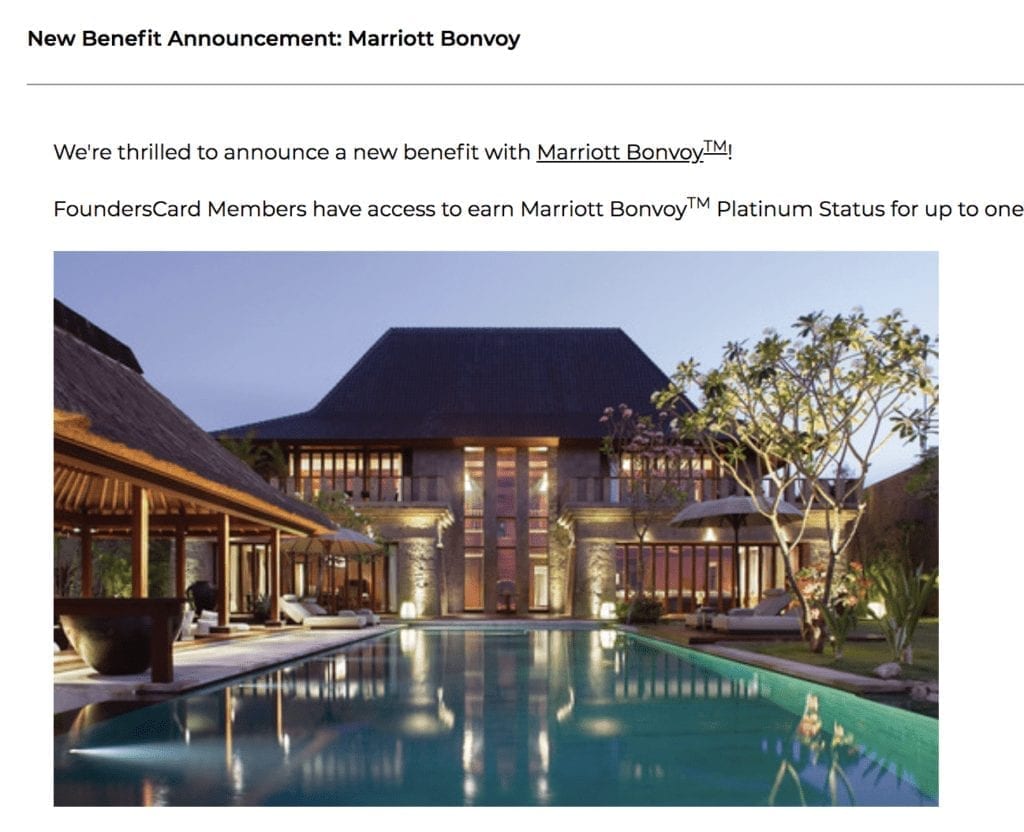 Founderscard Offers Marriott Platinum Status Challenge