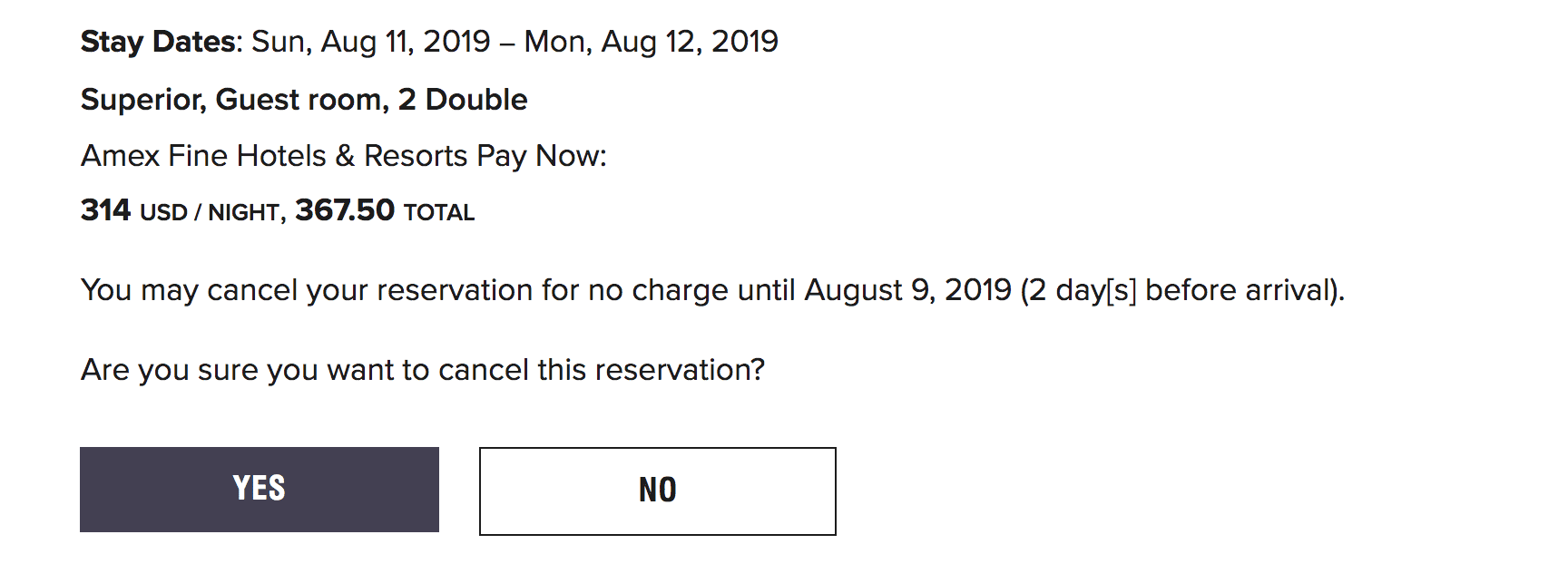 a screenshot of a reservation