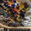 a ceiling with colorful glass flowers