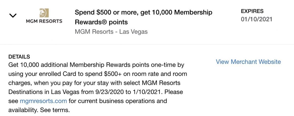 MGM amex offer