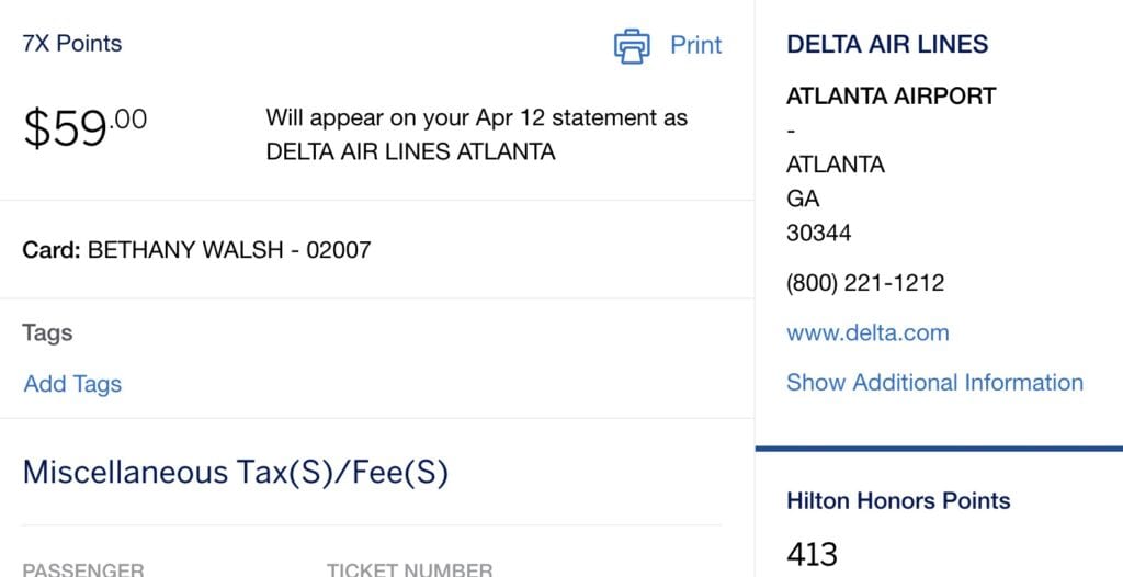 a screen shot of a ticket