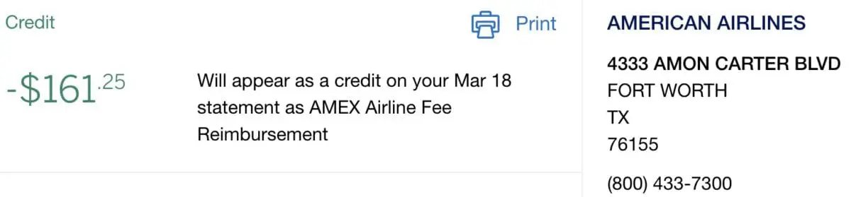2020 Amex Airline Credit
