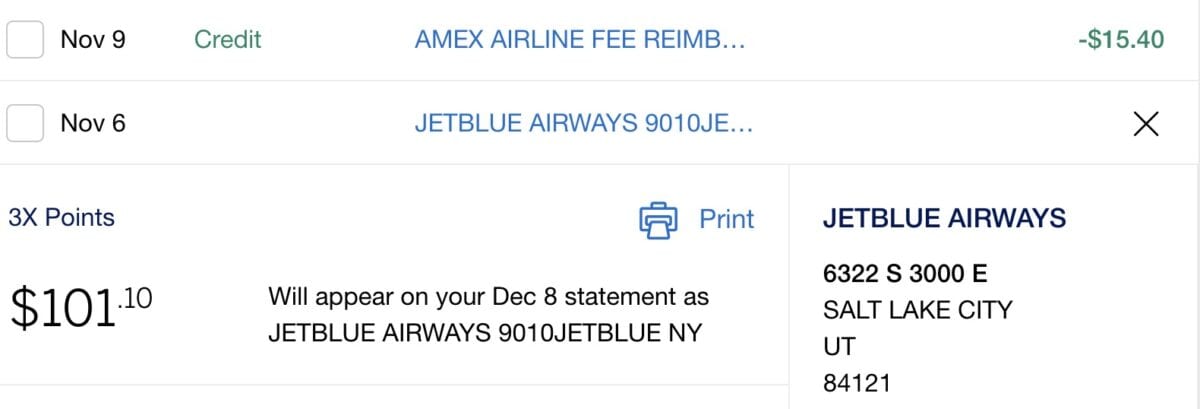 2020 Amex Airline Credit