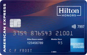 a credit card with a blue and white background
