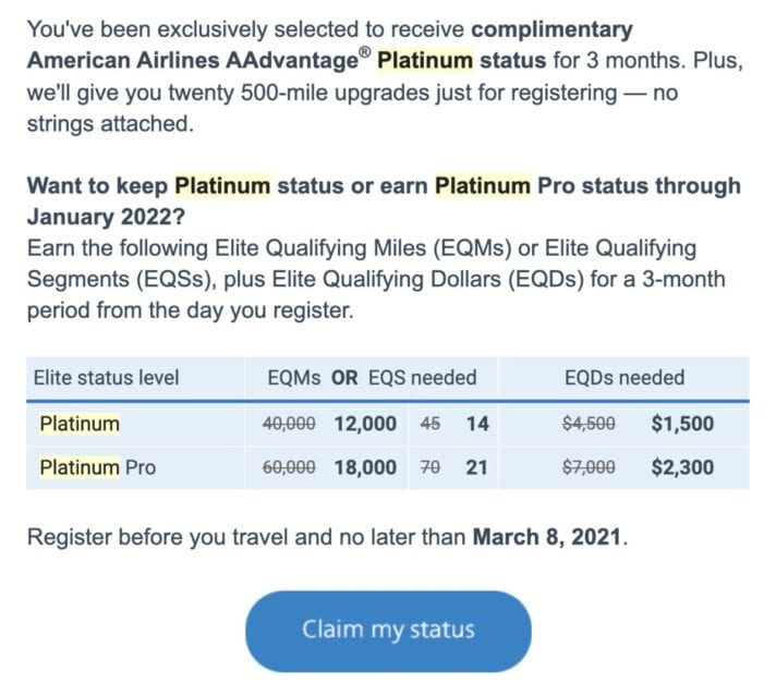 AA Elite Status Offer