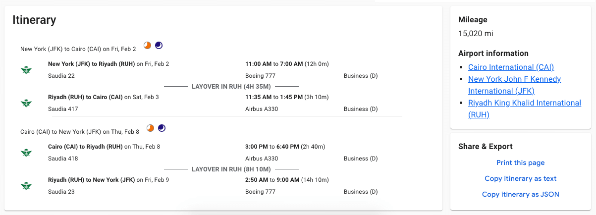 screenshot of a screenshot of a flight schedule