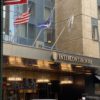 a building with flags on the front