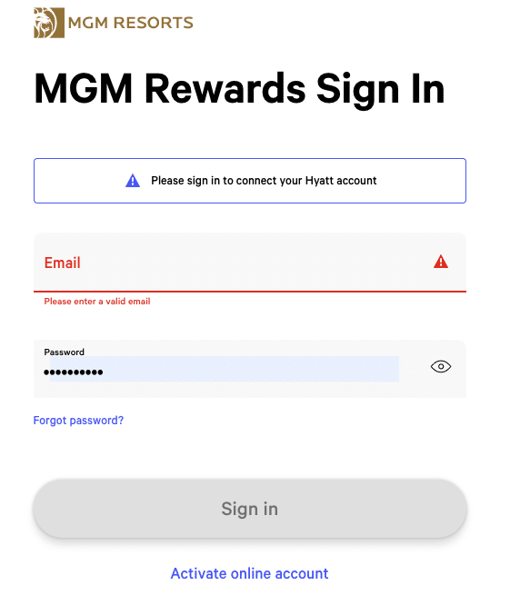 Hyatt Status Match to MGM Rewards