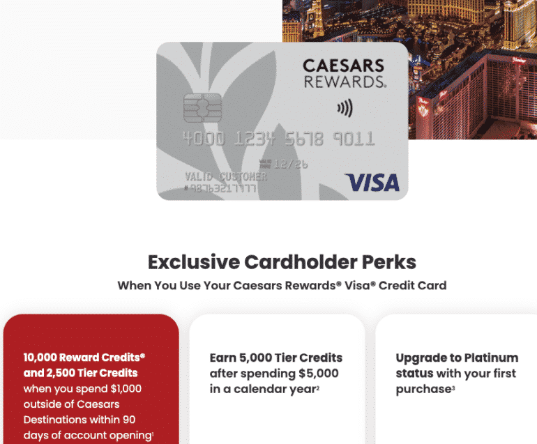 NEW! Caesars Rewards Visa Earn Status + 2 Free Nights w/ Tier Credits