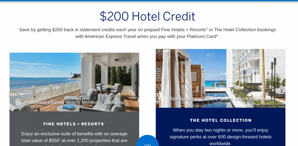 a screenshot of a hotel credit