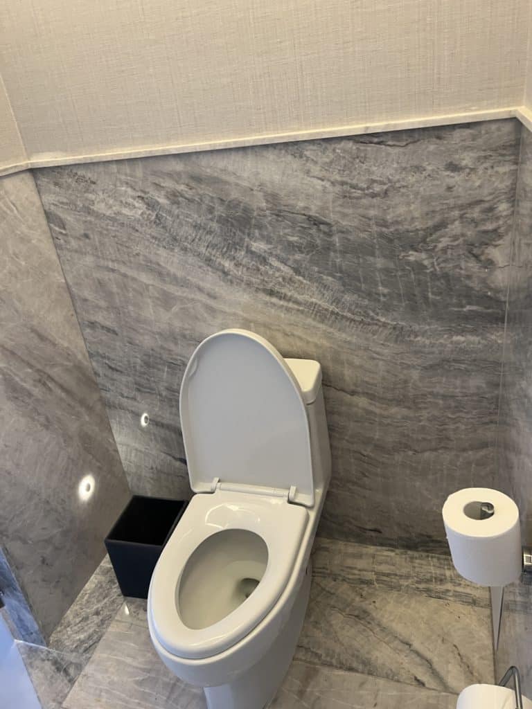 a toilet in a bathroom