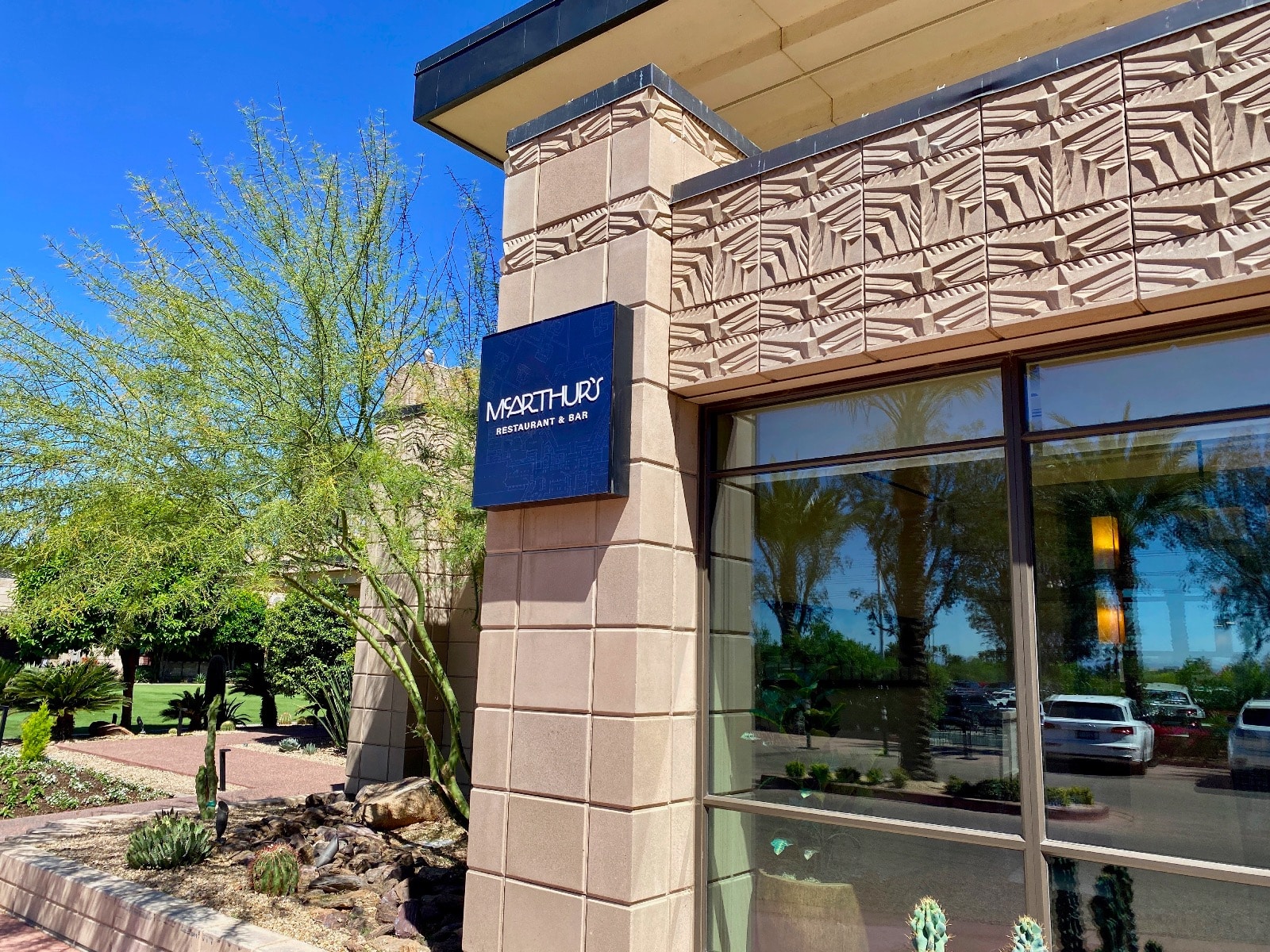 a building with a sign on the side