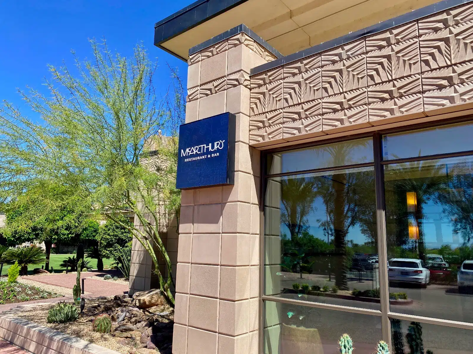 a building with a sign on the side