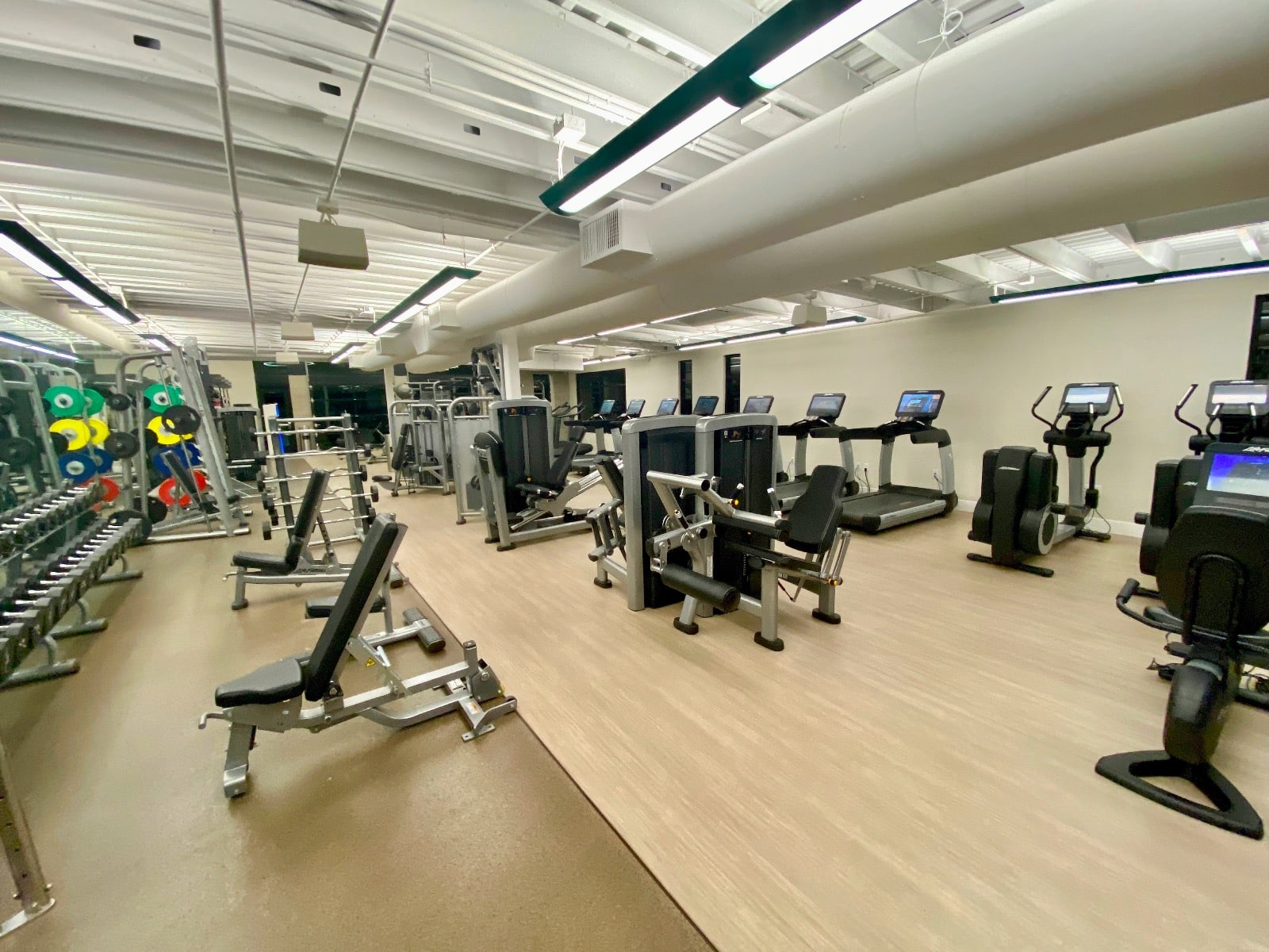a gym with exercise equipment