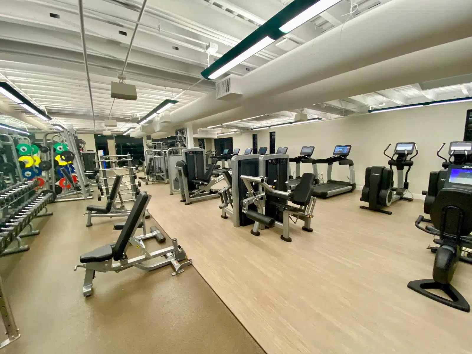 a gym with exercise equipment