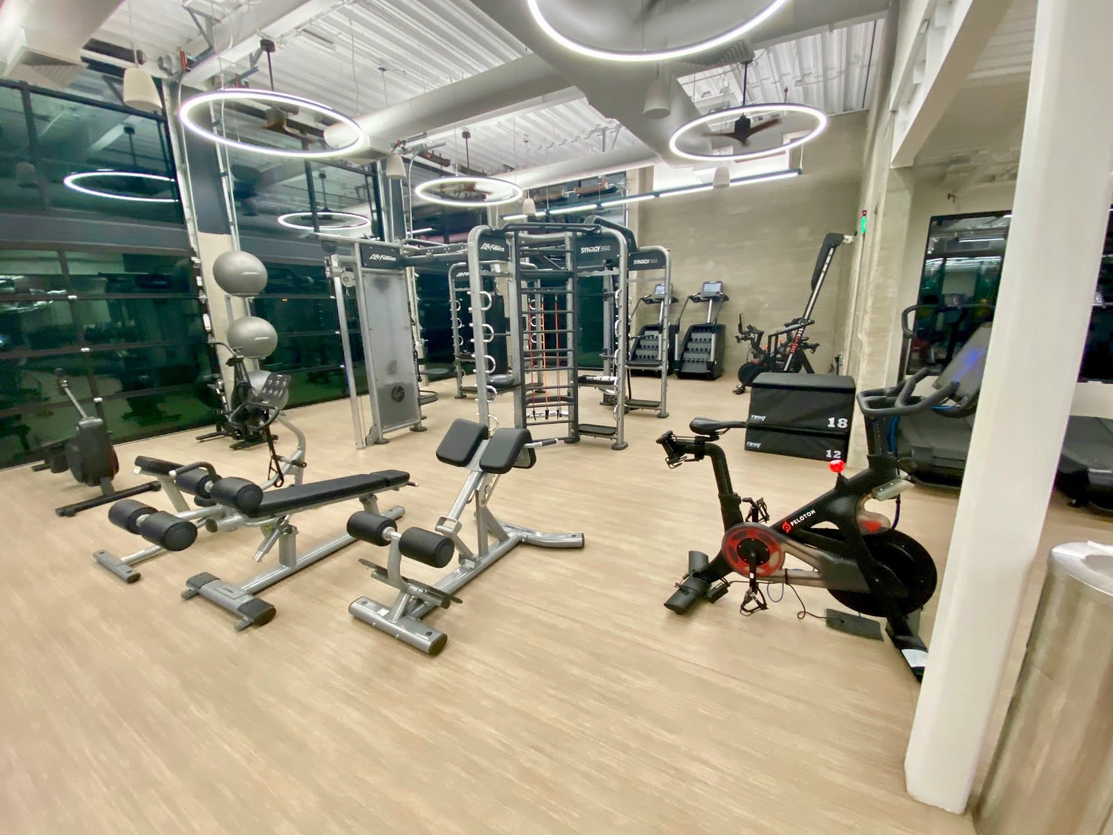 a gym with exercise equipment