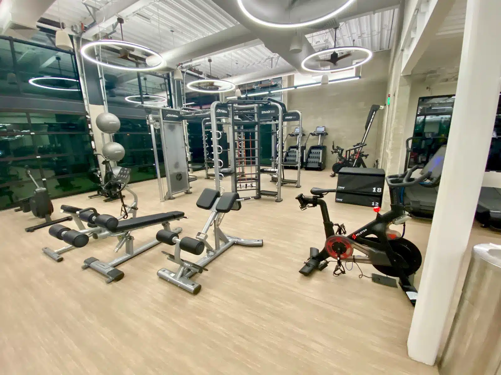 a gym with exercise equipment