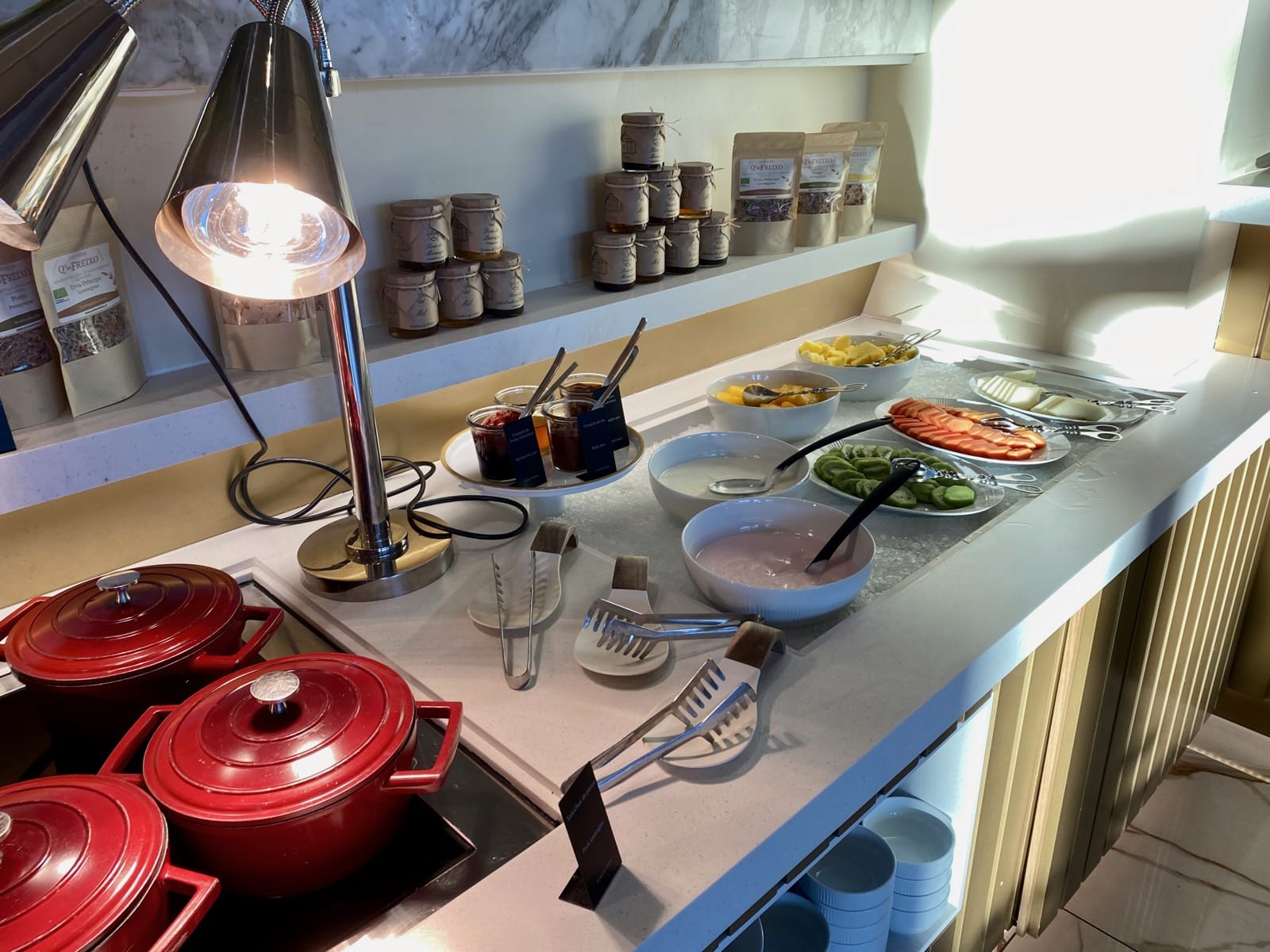 a kitchen counter with food on it