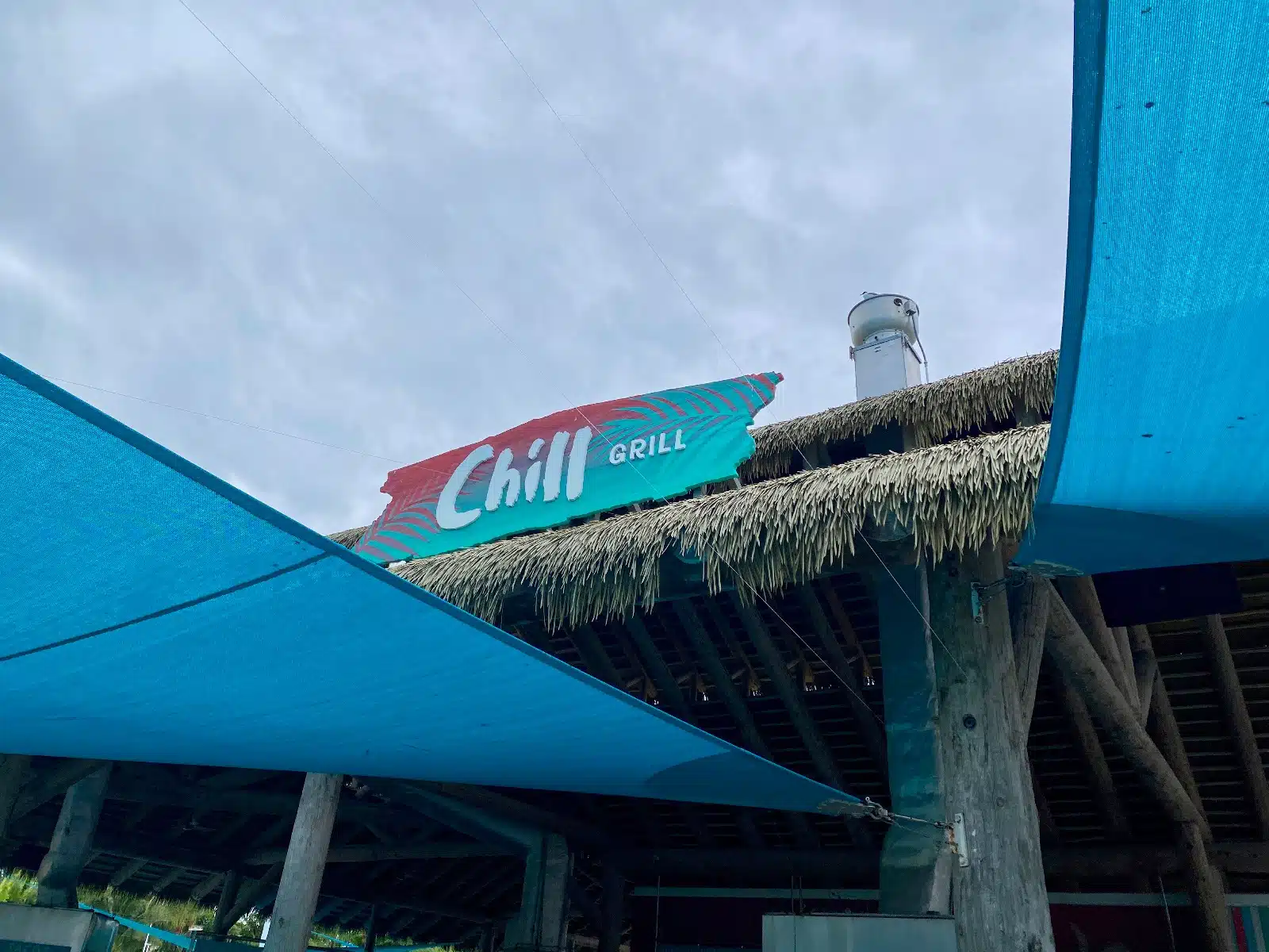 a sign on a roof