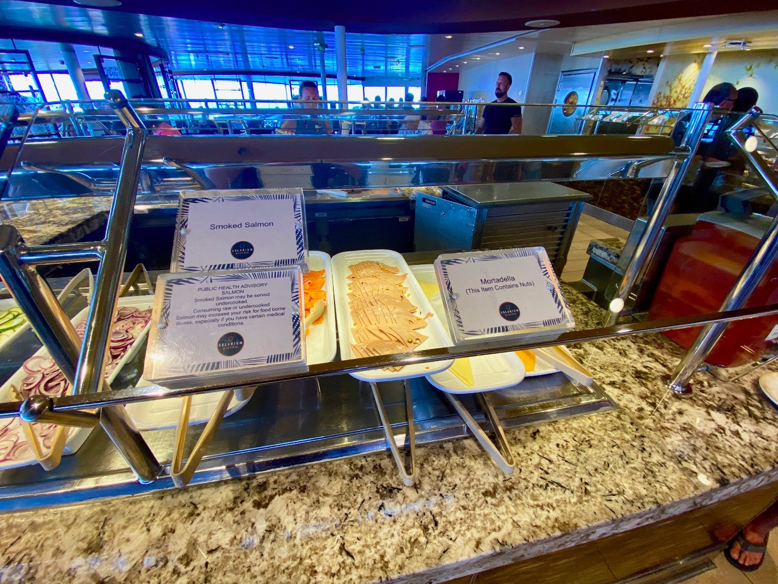 food on a tray in a buffet