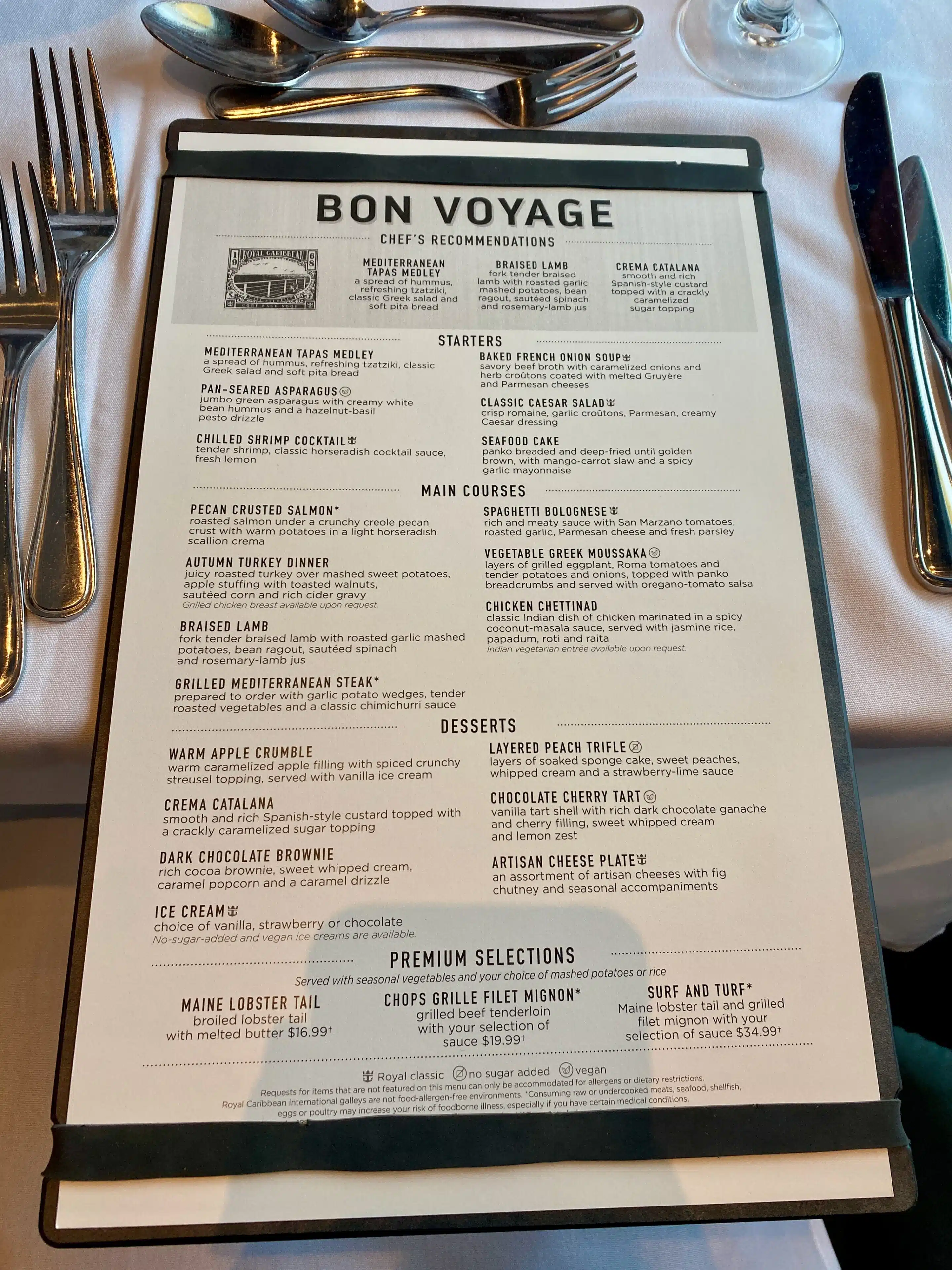 a menu on a table