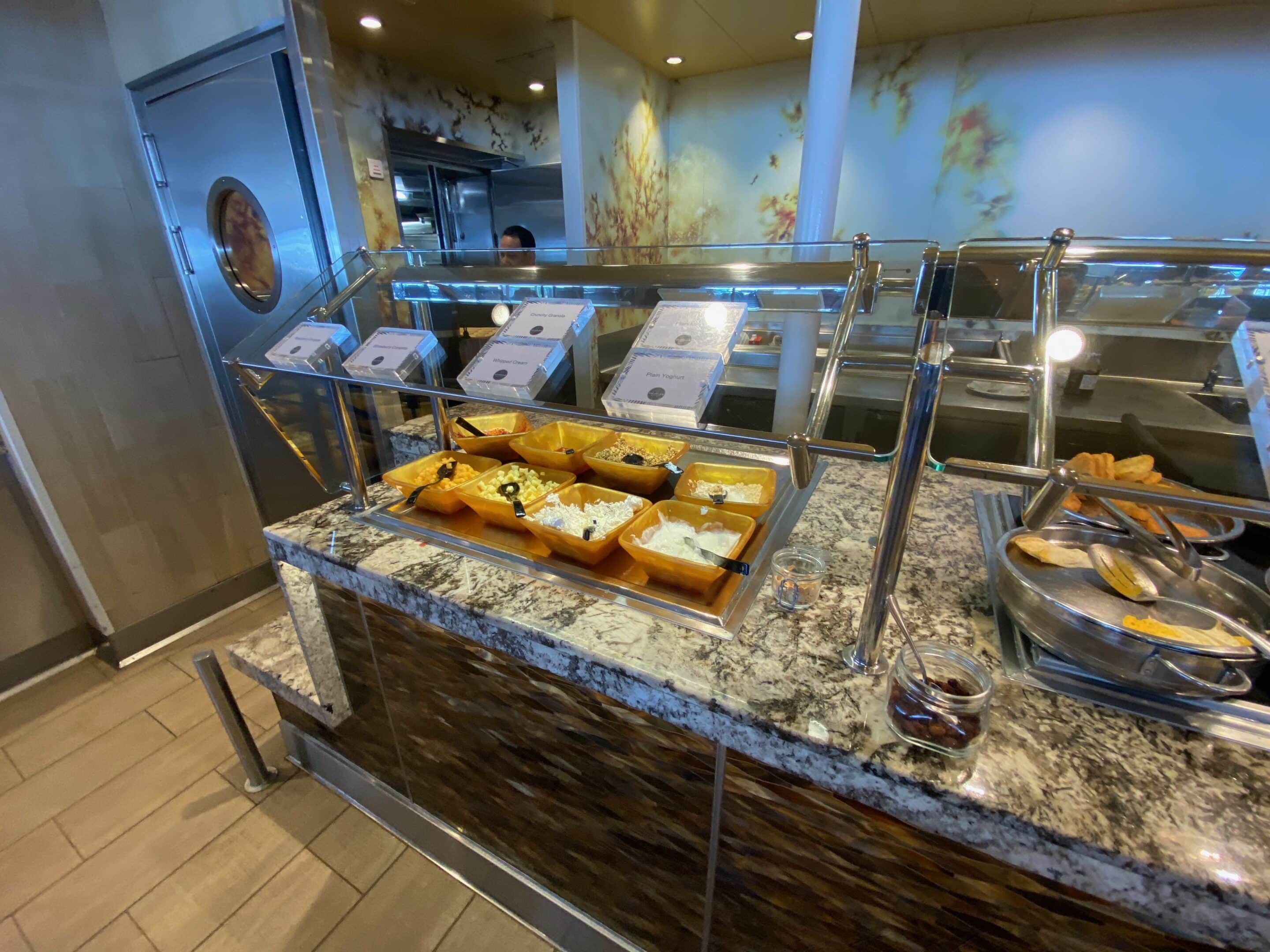 food on the counter in a restaurant