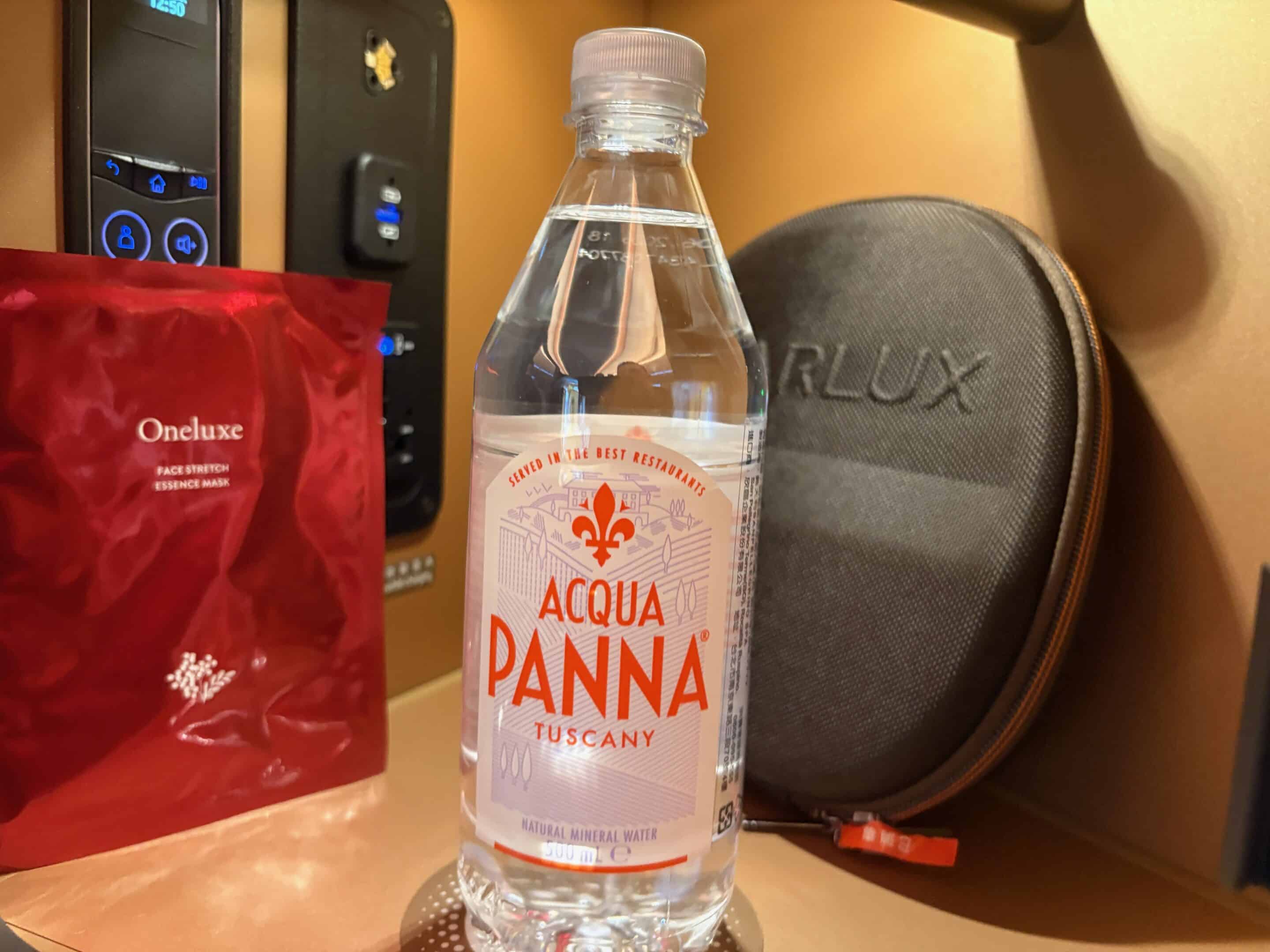 a bottle of water on a table