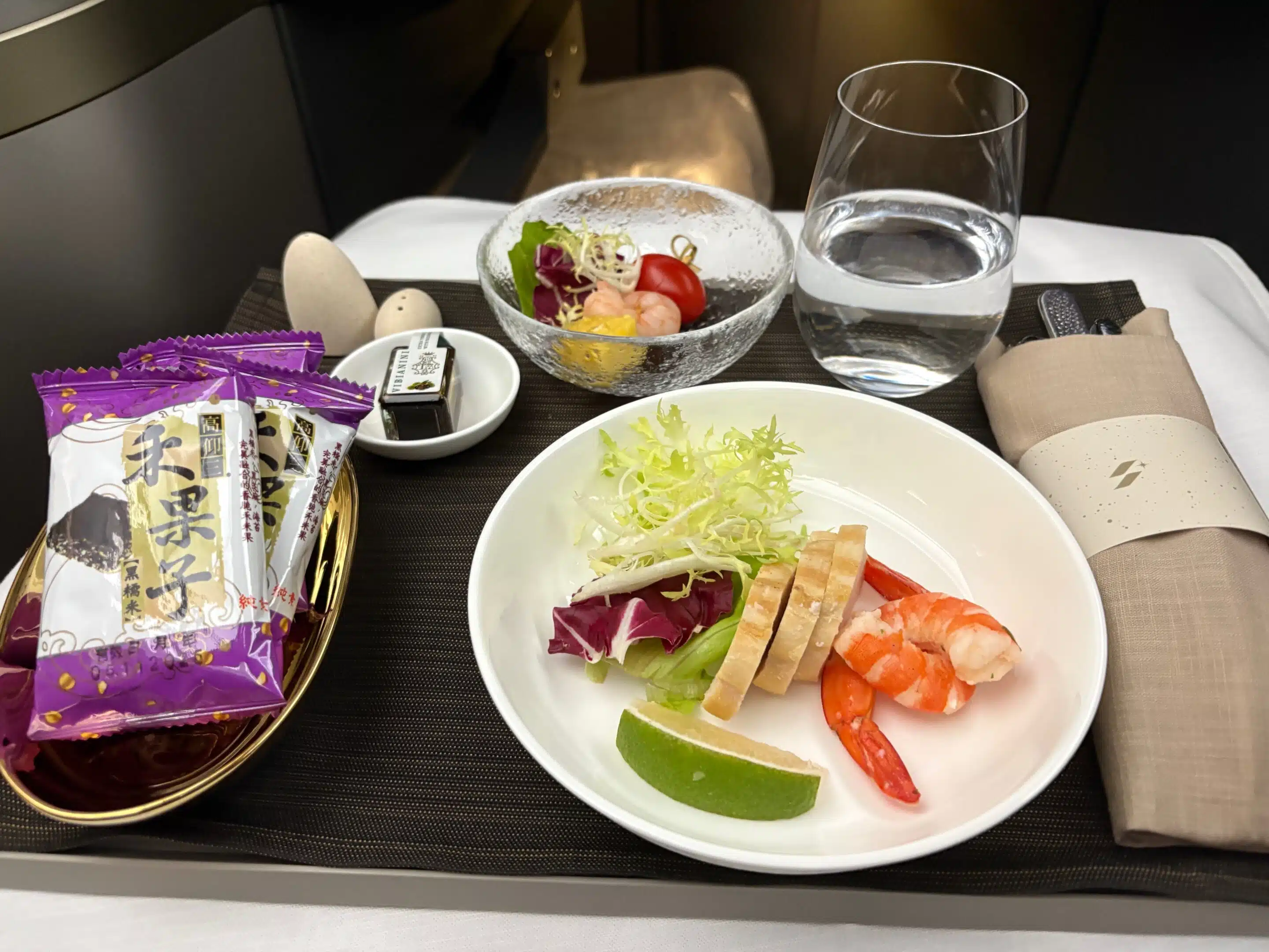 a plate of food on a tray