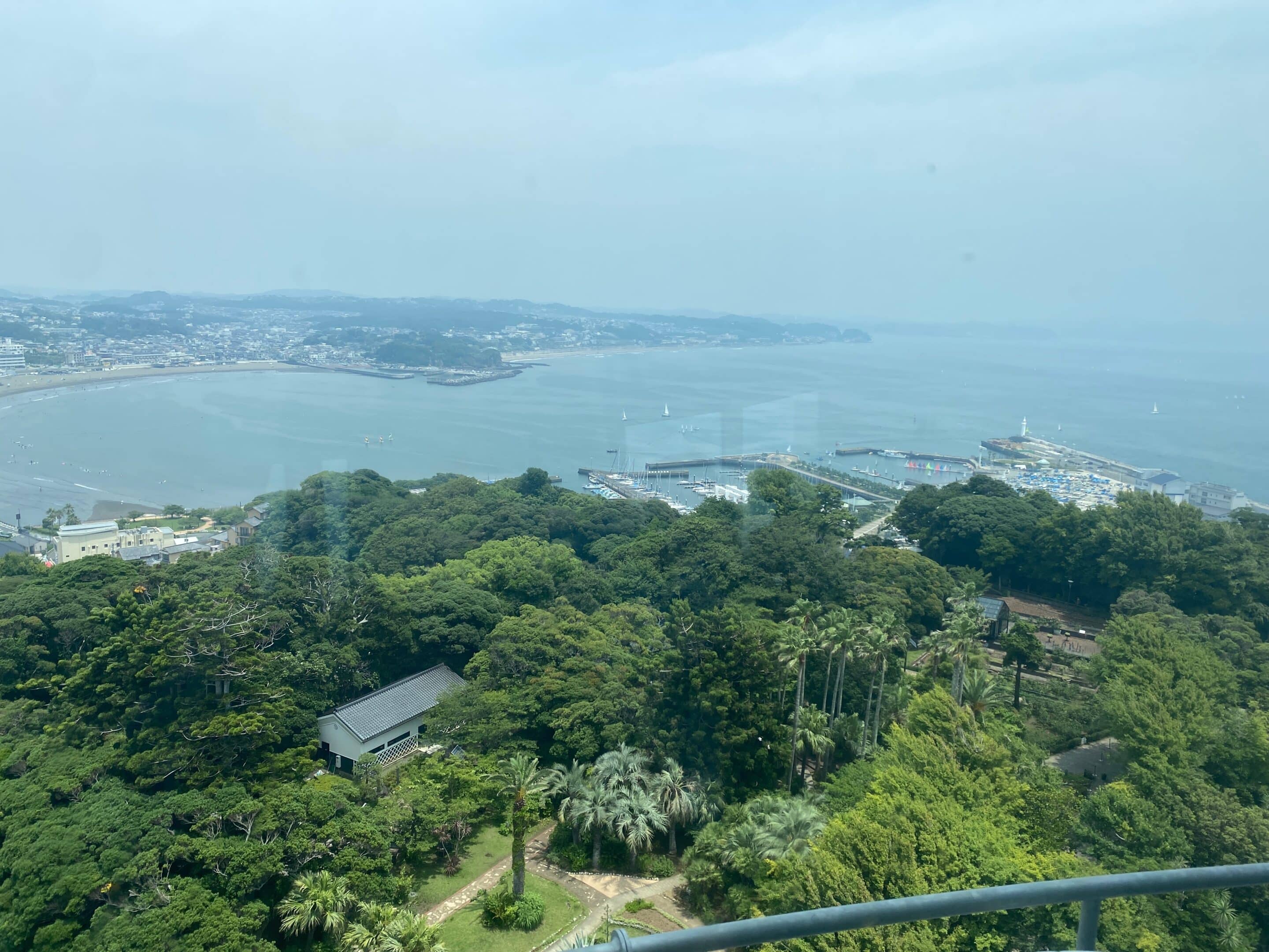 a view of a city and water from a high point