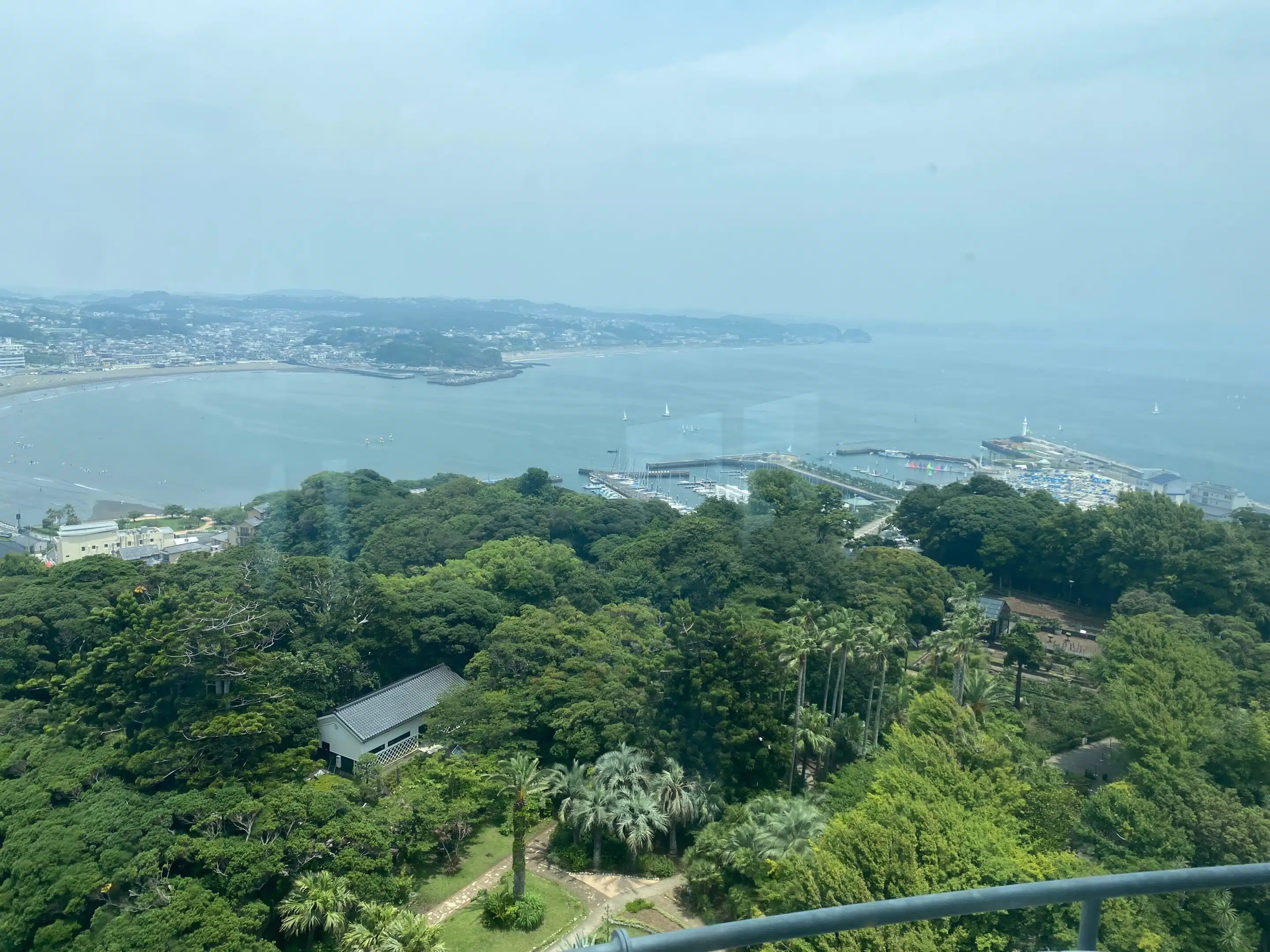 a view of a city and water from a high point